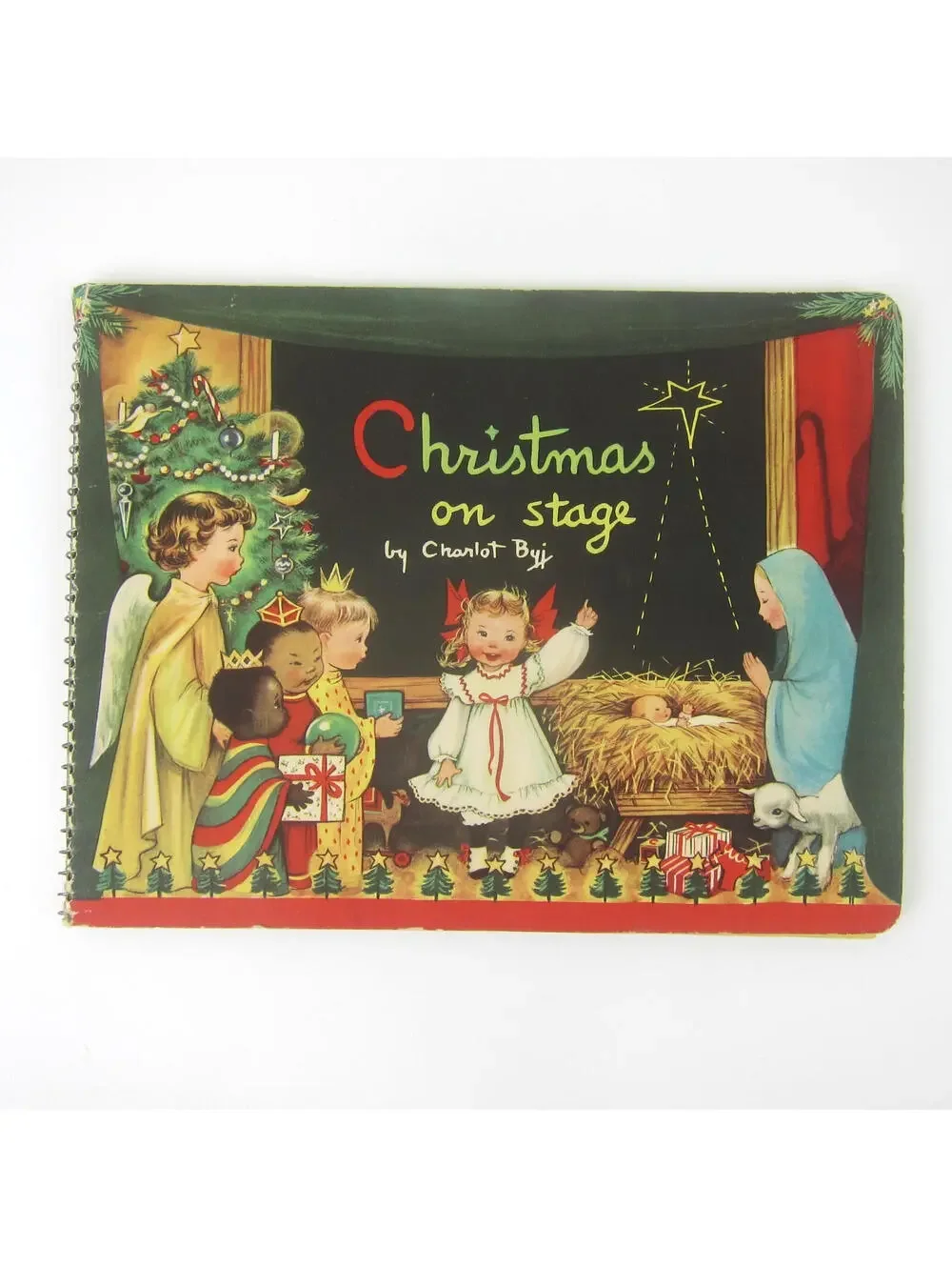 Vintage Christmas on Stage Pop Up Book Charlot Byi Children's Spiral Bound 1950